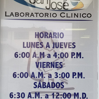 Horario Laboratorio Clínico San José